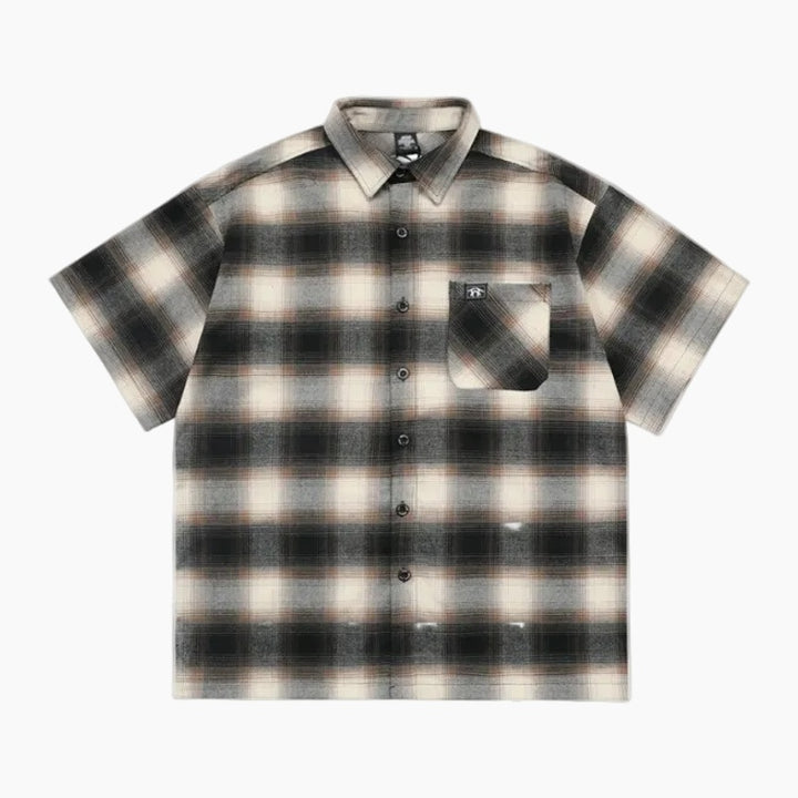 'Smoke' Graphic Button-Up Shirt - Black