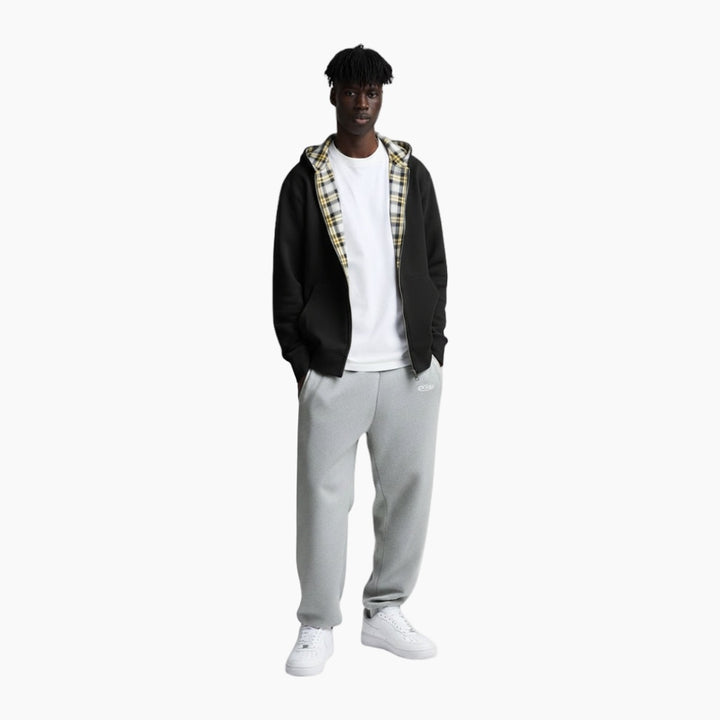 Checkered Inside Out Zipper - Black