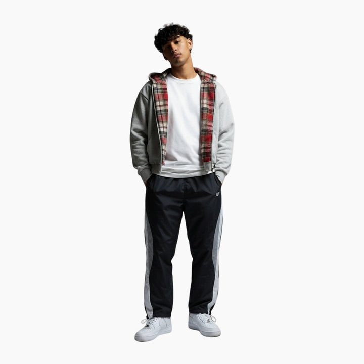 Checkered Inside Out Zipper - Black