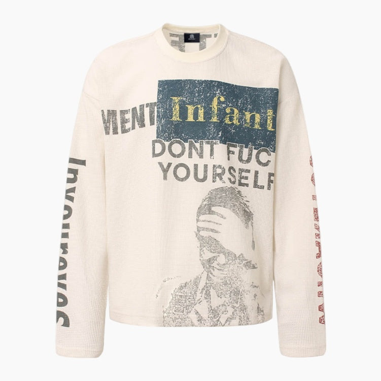 Knit Graphic Crewneck Sweatshirt - Apricot