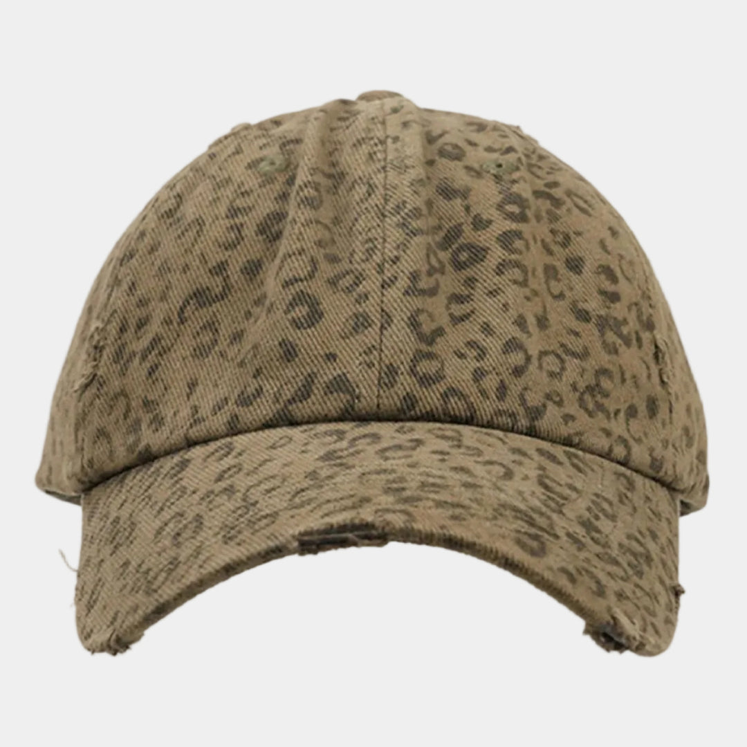 Vintage Leopard Print Distressed Baseball Cap