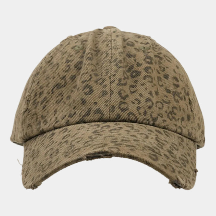 Vintage Leopard Print Distressed Baseball Cap