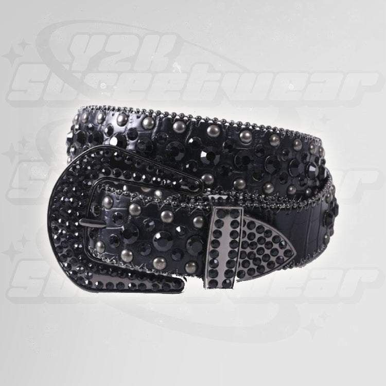 Black rhinestone belt