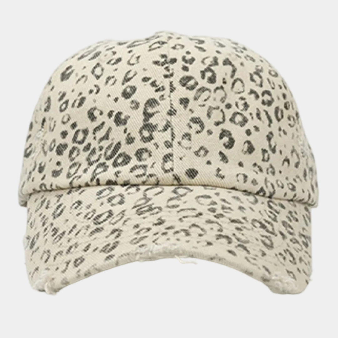Vintage Leopard Print Distressed Baseball Cap