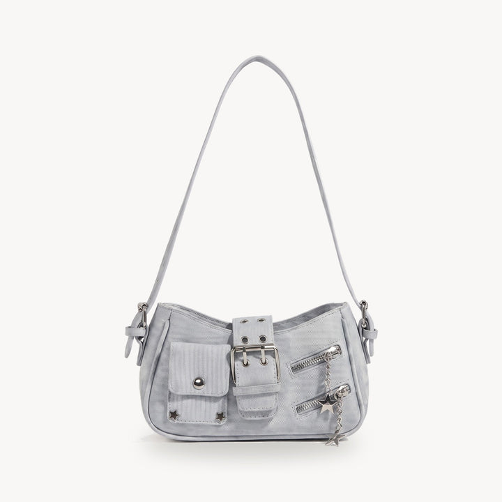 Denim Moto Crossbody Bag