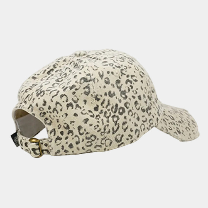 Vintage Leopard Print Distressed Baseball Cap