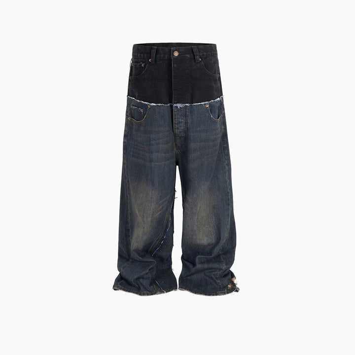 Cut-Up Washed Baggy Jeans