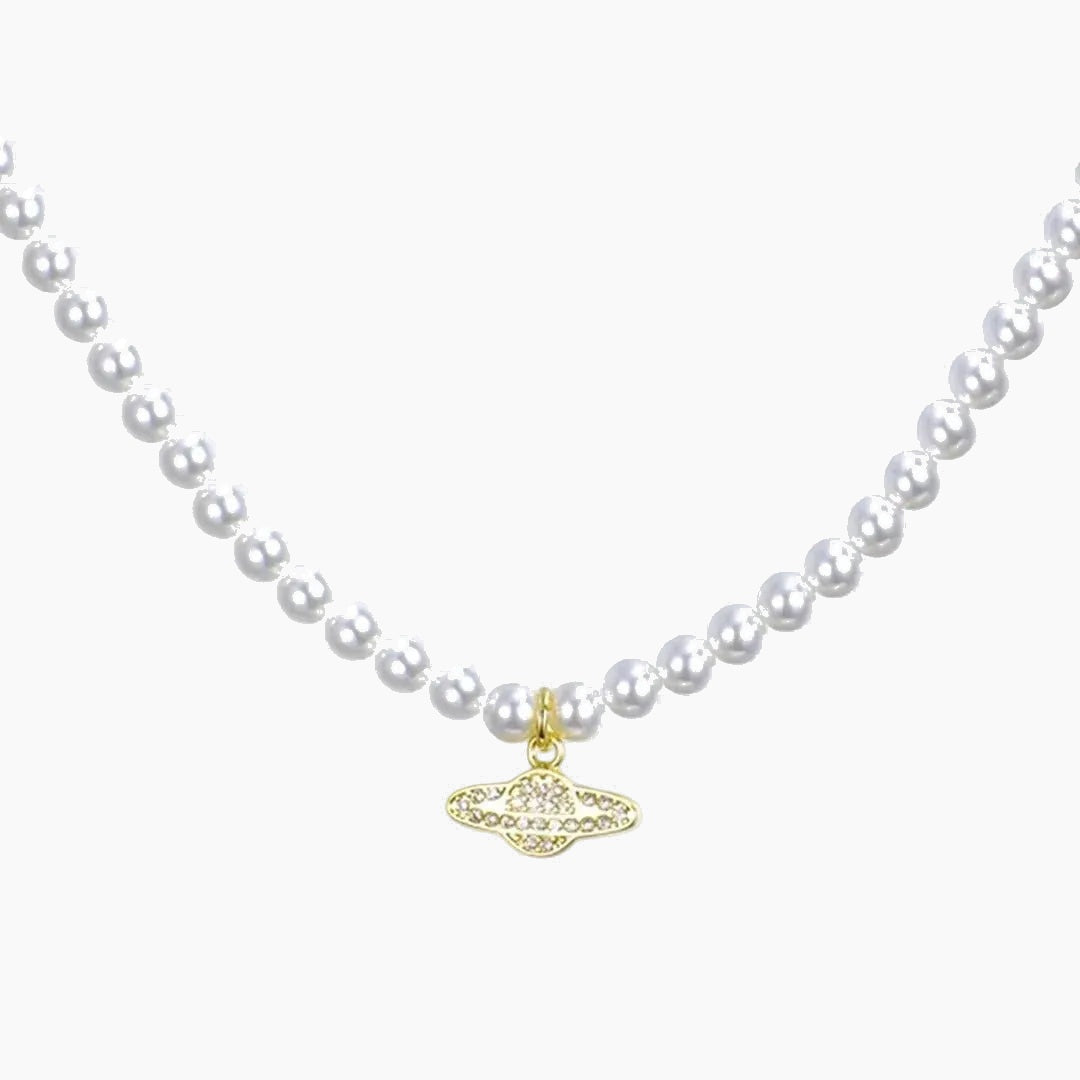 Planet and Pearl Necklace