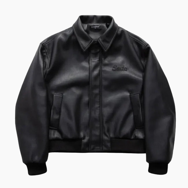 NEWGRMTNS x Sade Faux Leather Bomber Jacket