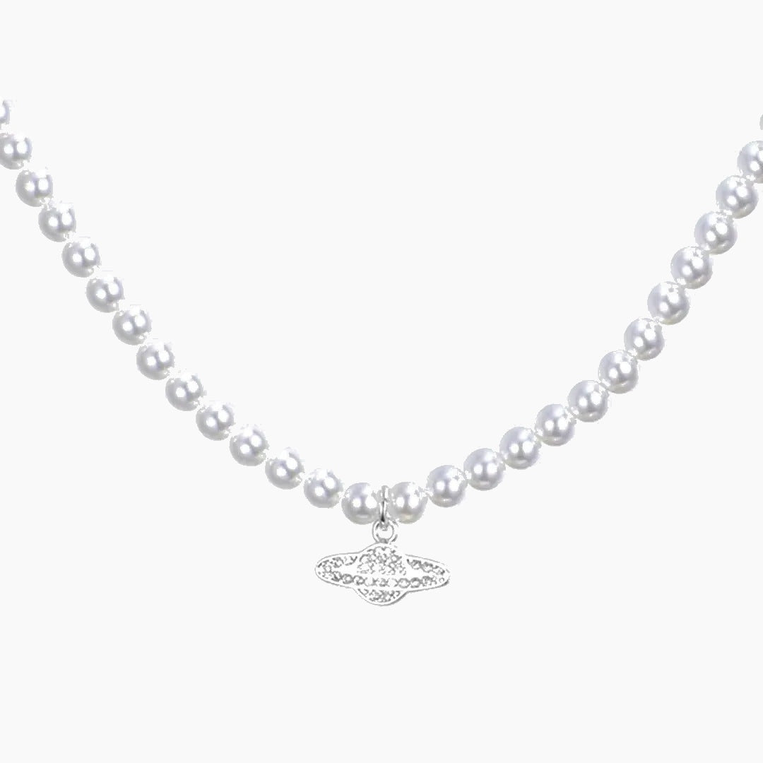 Planet and Pearl Necklace
