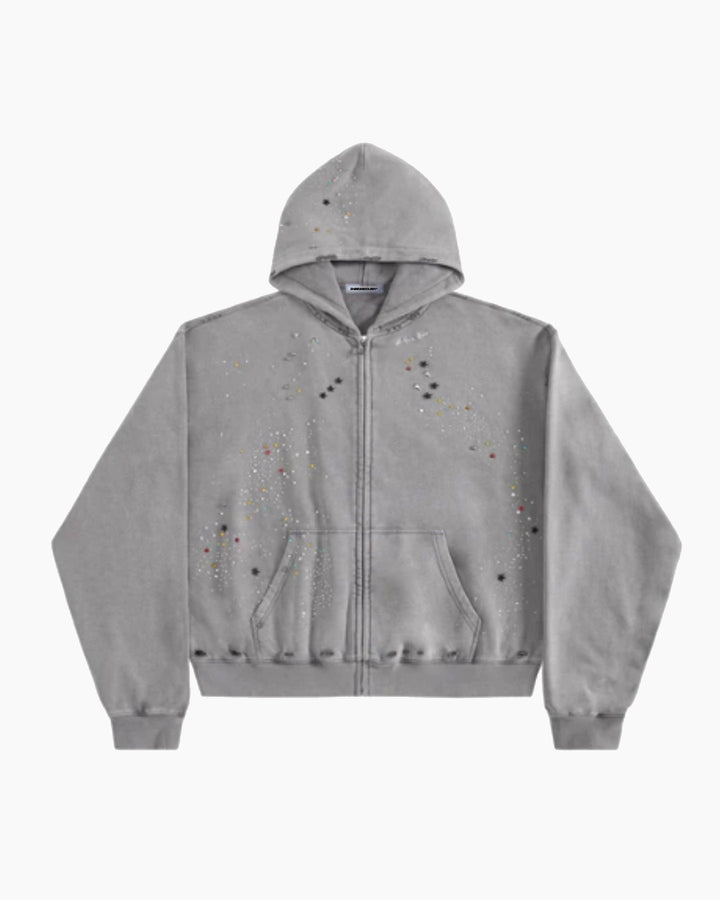 Rhinestone Zip-Through hoodie