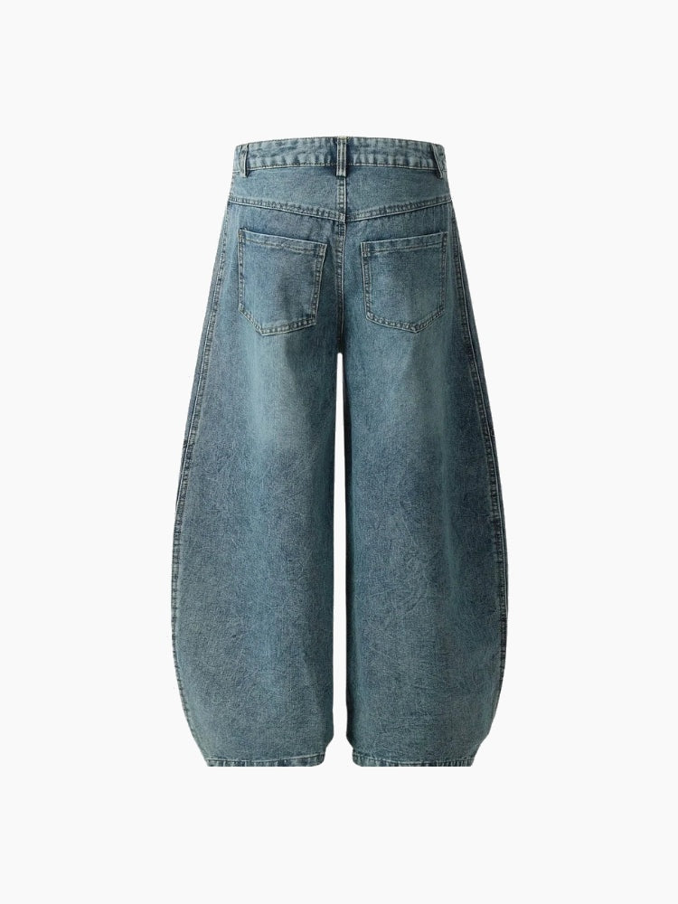 NEWGRMNTS Striped Barrel Denim Jeans