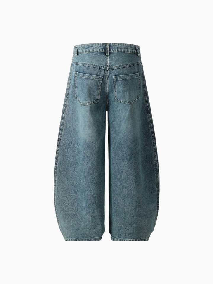 NEWGRMNTS Striped Barrel Denim Jeans