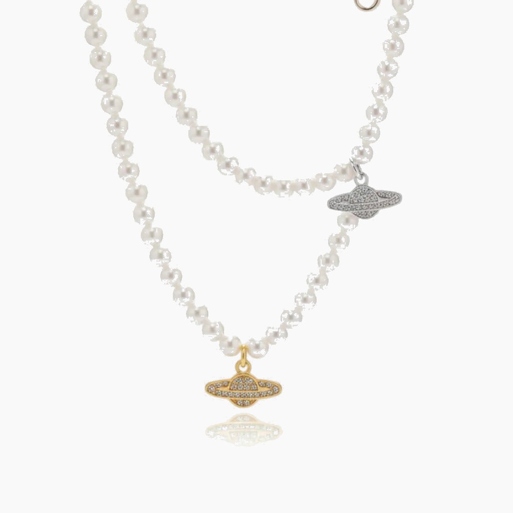 Planet and Pearl Necklace
