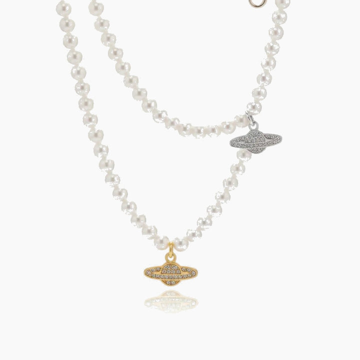 Planet and Pearl Necklace