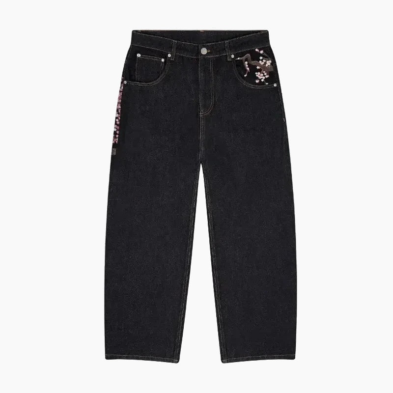 Baggy jeans Cherry Blossom Embroidery