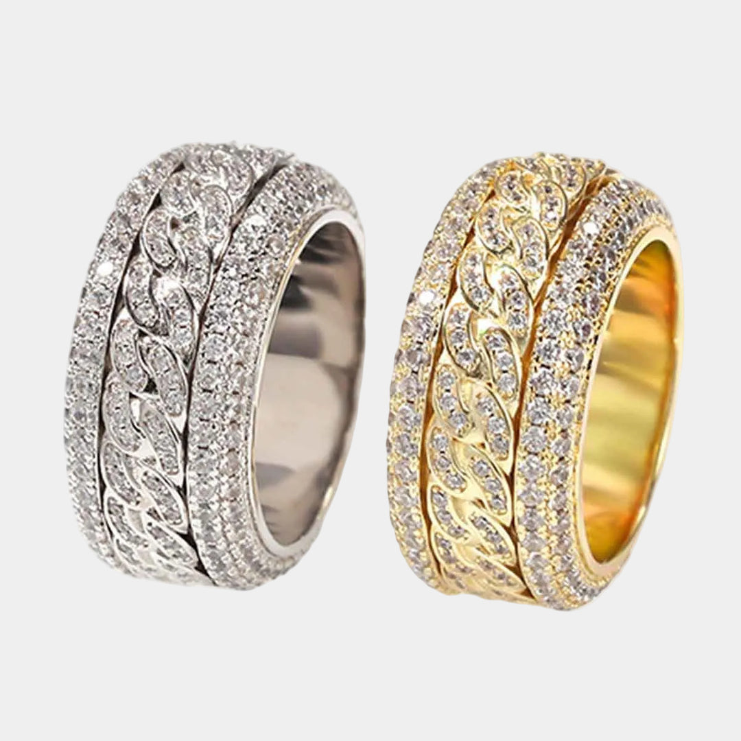 Thesupermade Full Diamond Spinnable Ring