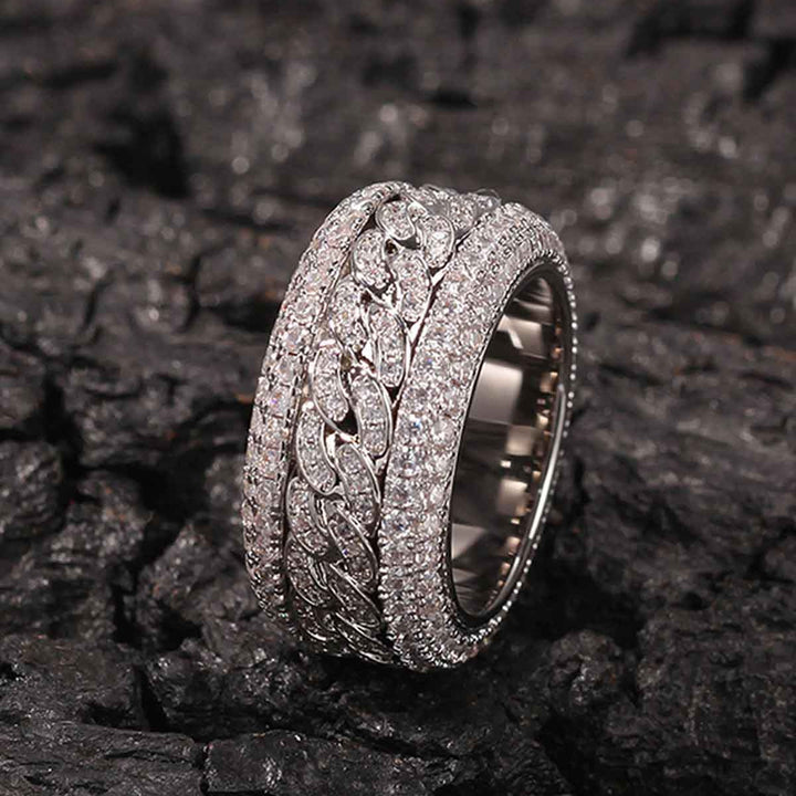 Thesupermade Full Diamond Spinnable Ring