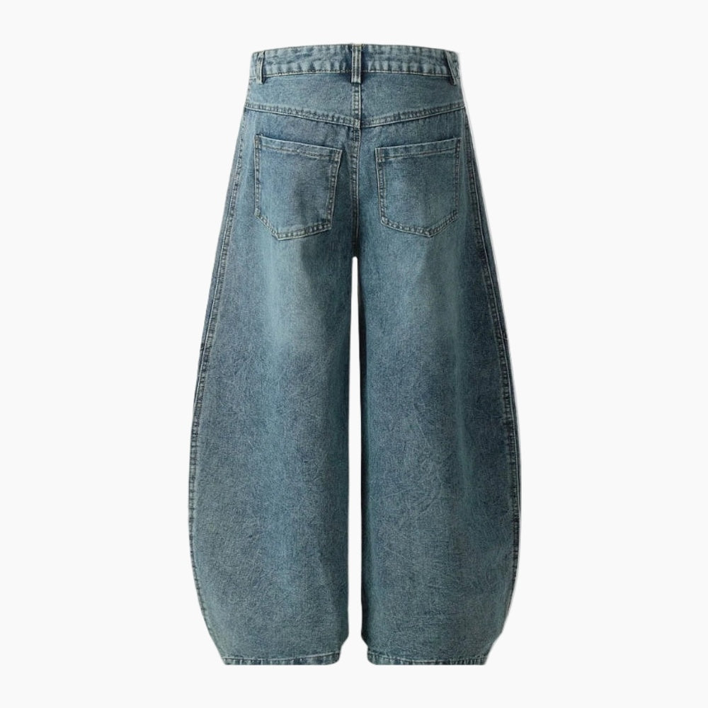 NEWGRMNTS Striped Barrel Denim Jeans