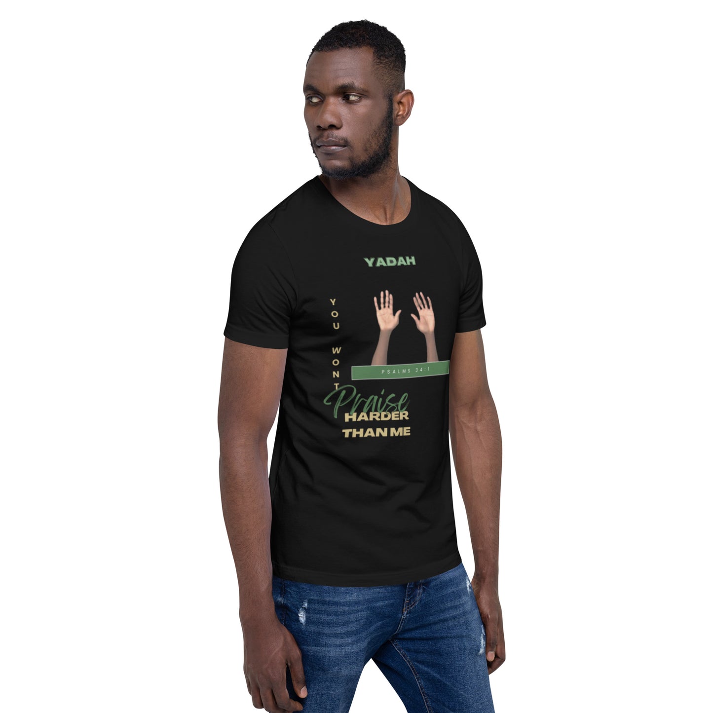 Yadah Praise Alternate Green Unisex T-shirt (Front & Sleeve Only)