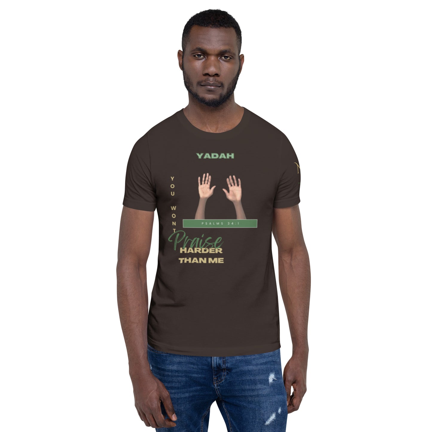 Yadah Praise Alternate Green Unisex T-shirt (Front & Sleeve Only)