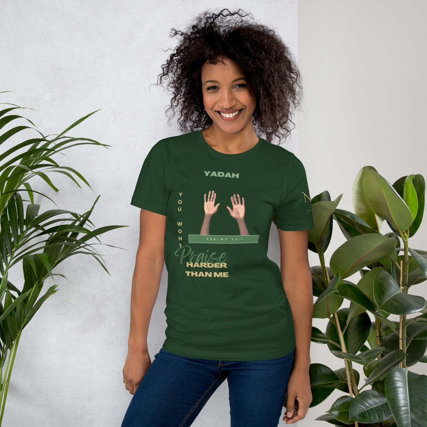 Yadah Praise Alternate Green Unisex T-shirt (Front & Sleeve Only)