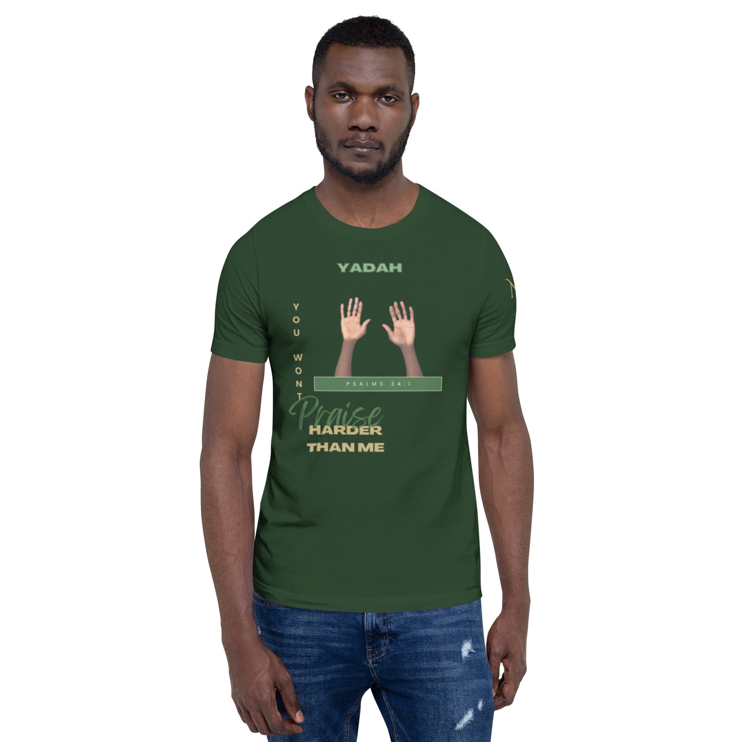 Yadah Praise Alternate Green Unisex T-shirt (Front & Sleeve Only)