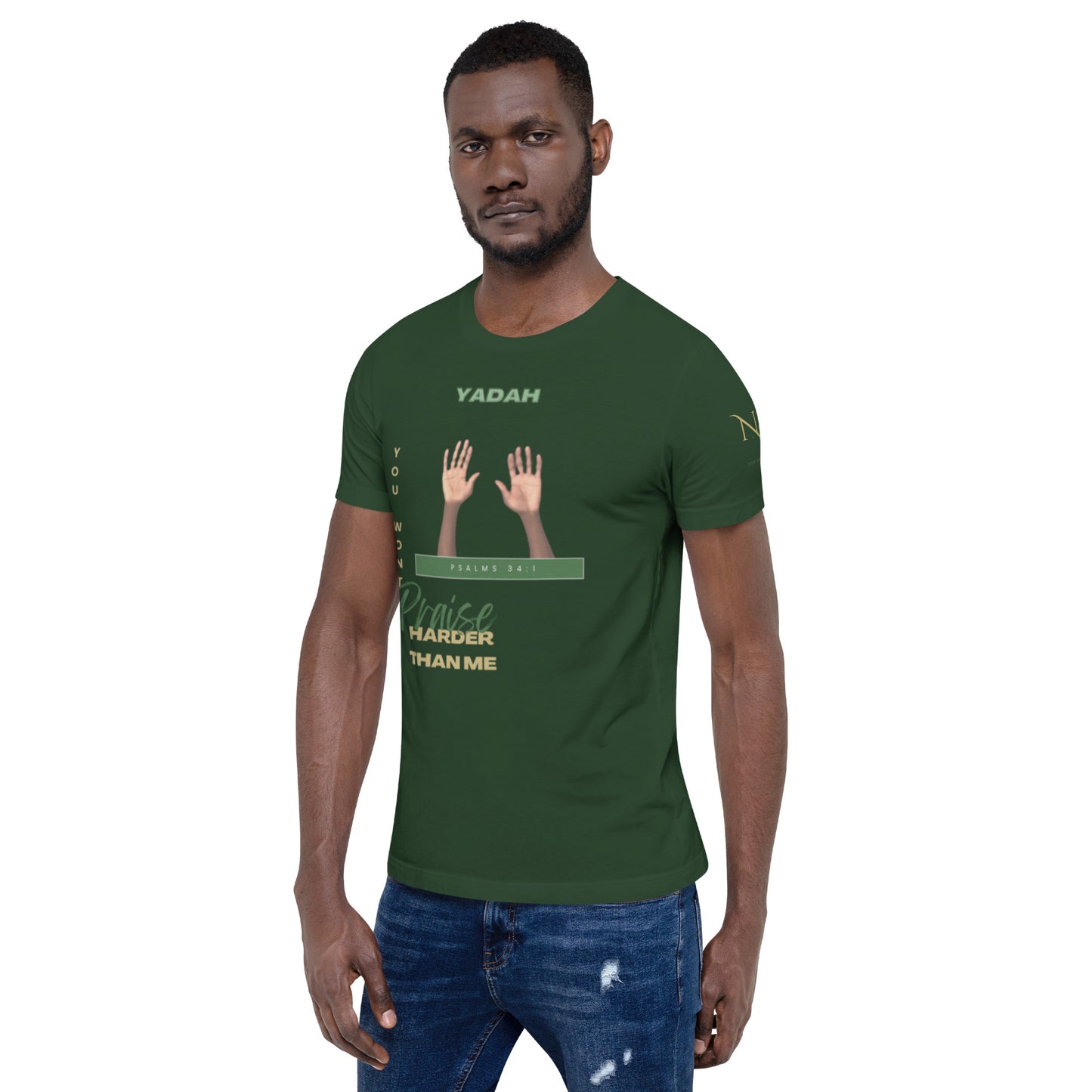 Yadah Praise Alternate Green Unisex T-shirt (Front & Sleeve Only)