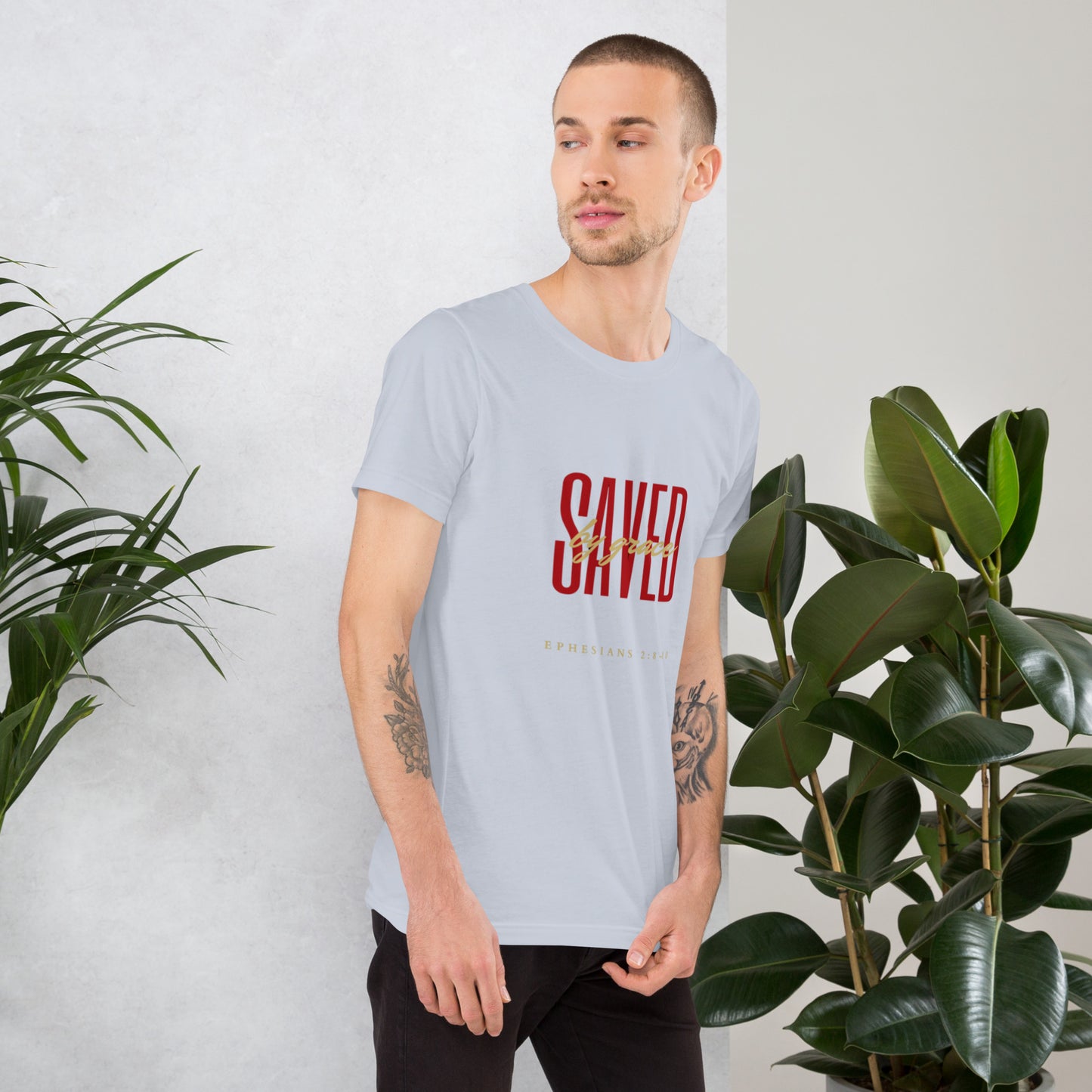 Saved By Grace (Red) Unisex T-shirt