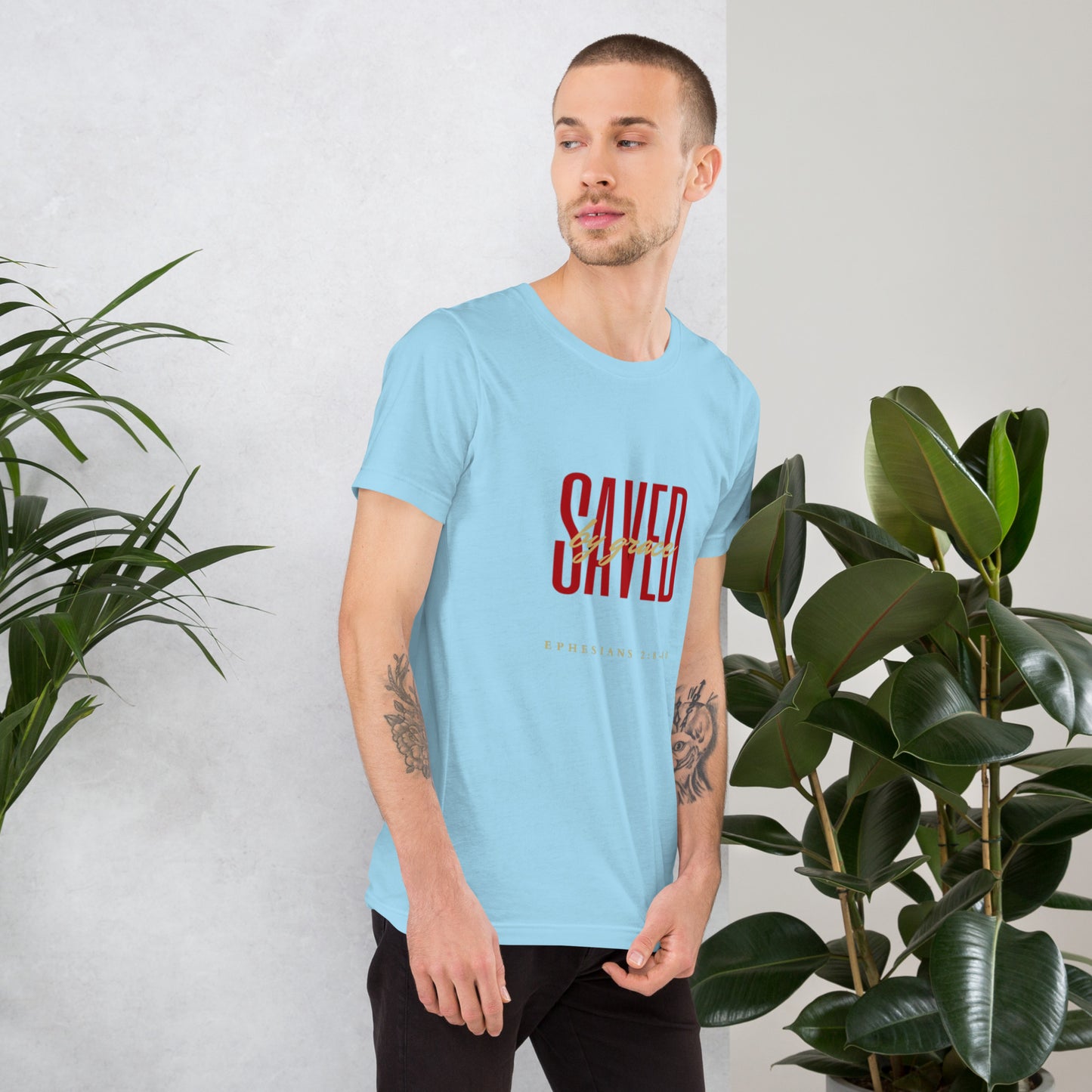 Saved By Grace (Red) Unisex T-shirt