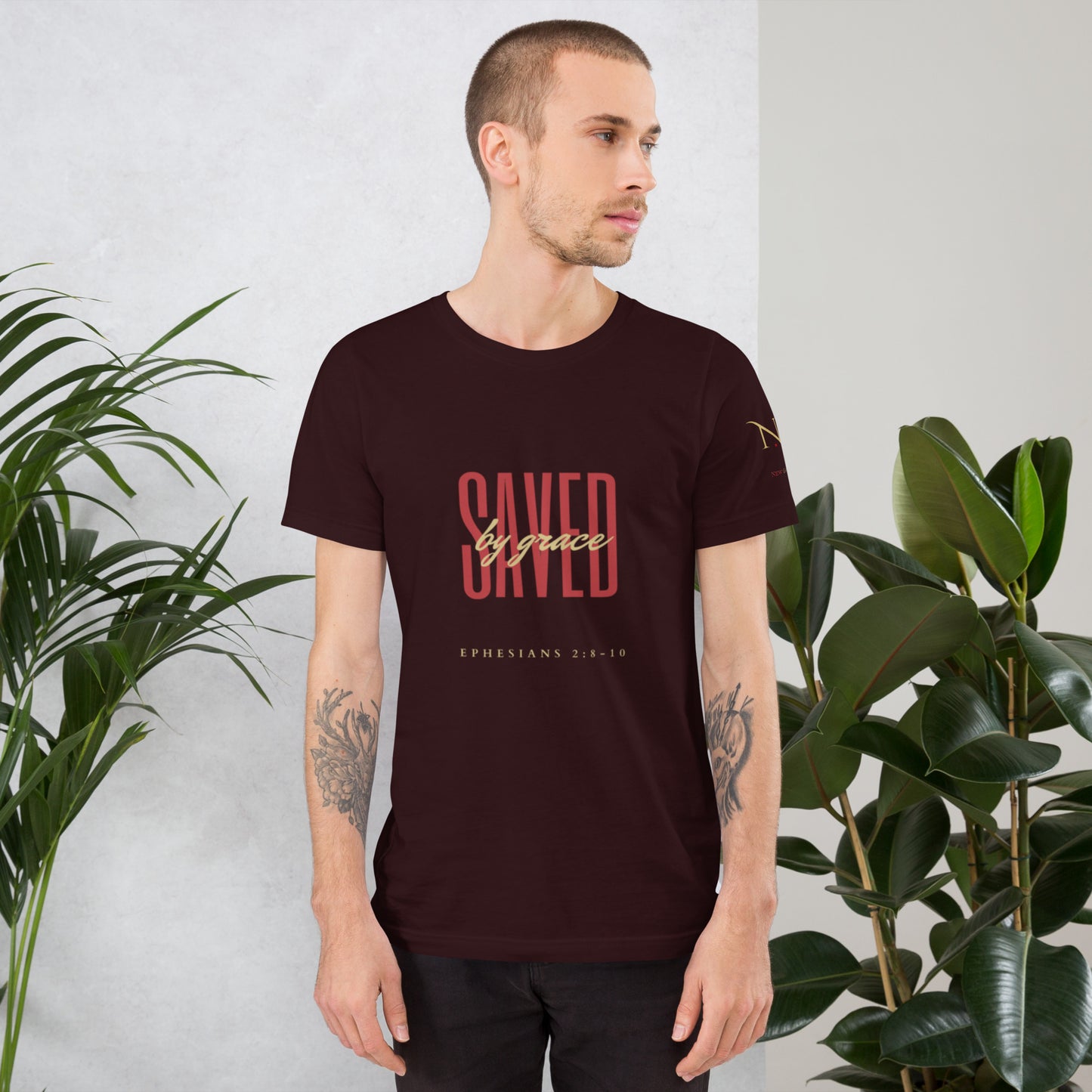 Saved By Grace (Red) Unisex T-shirt