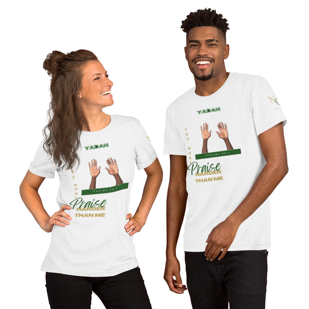 Yadah Praise Alternate Green (White) Unisex T-shirt (Front & Sleeve Only)