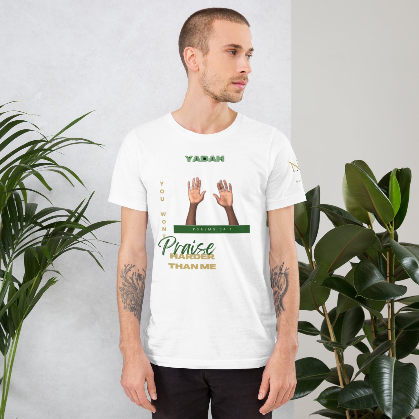 Yadah Praise Alternate Green (White) Unisex T-shirt (Front & Sleeve Only)