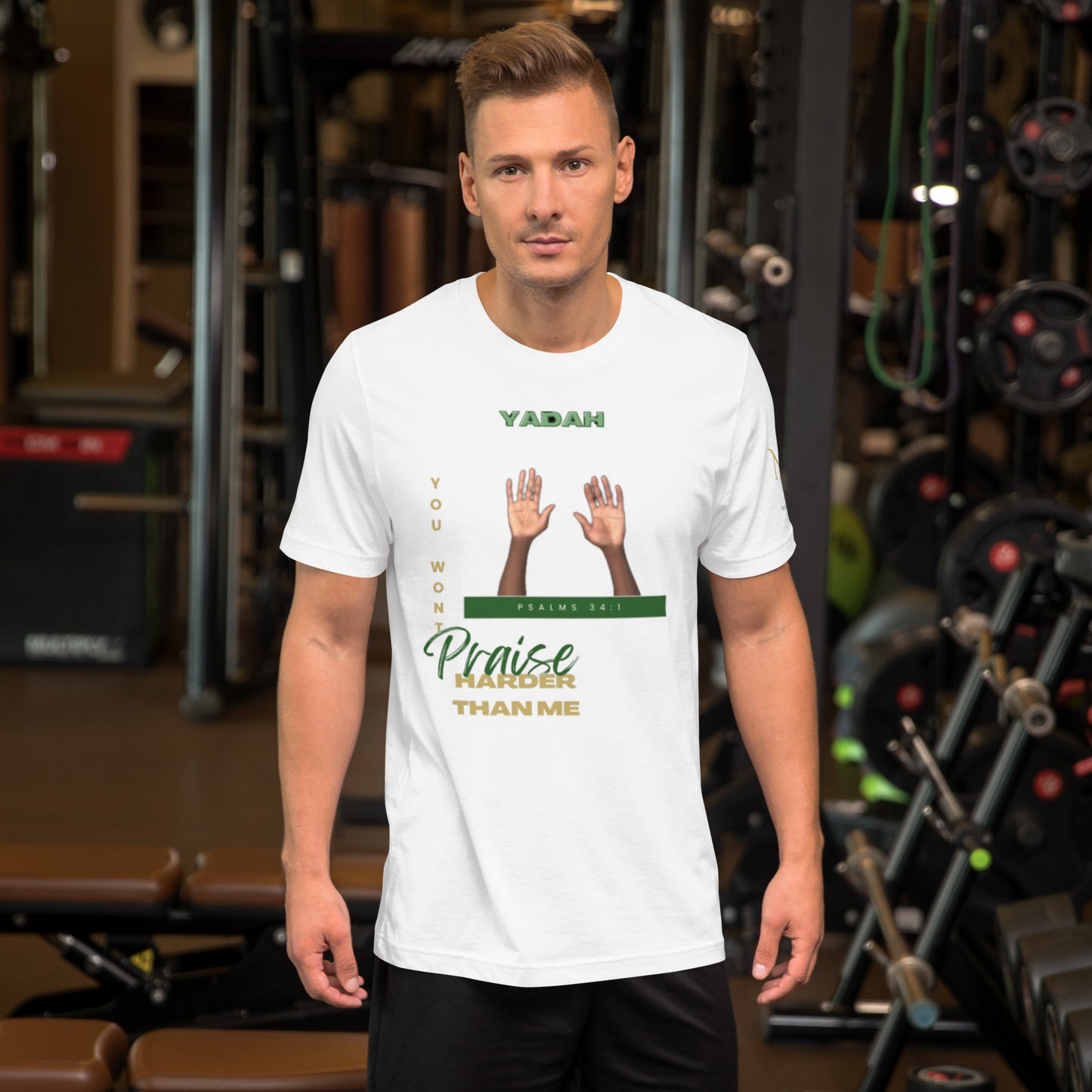 Yadah Praise Alternate Green (White) Unisex T-shirt (Front & Sleeve Only)