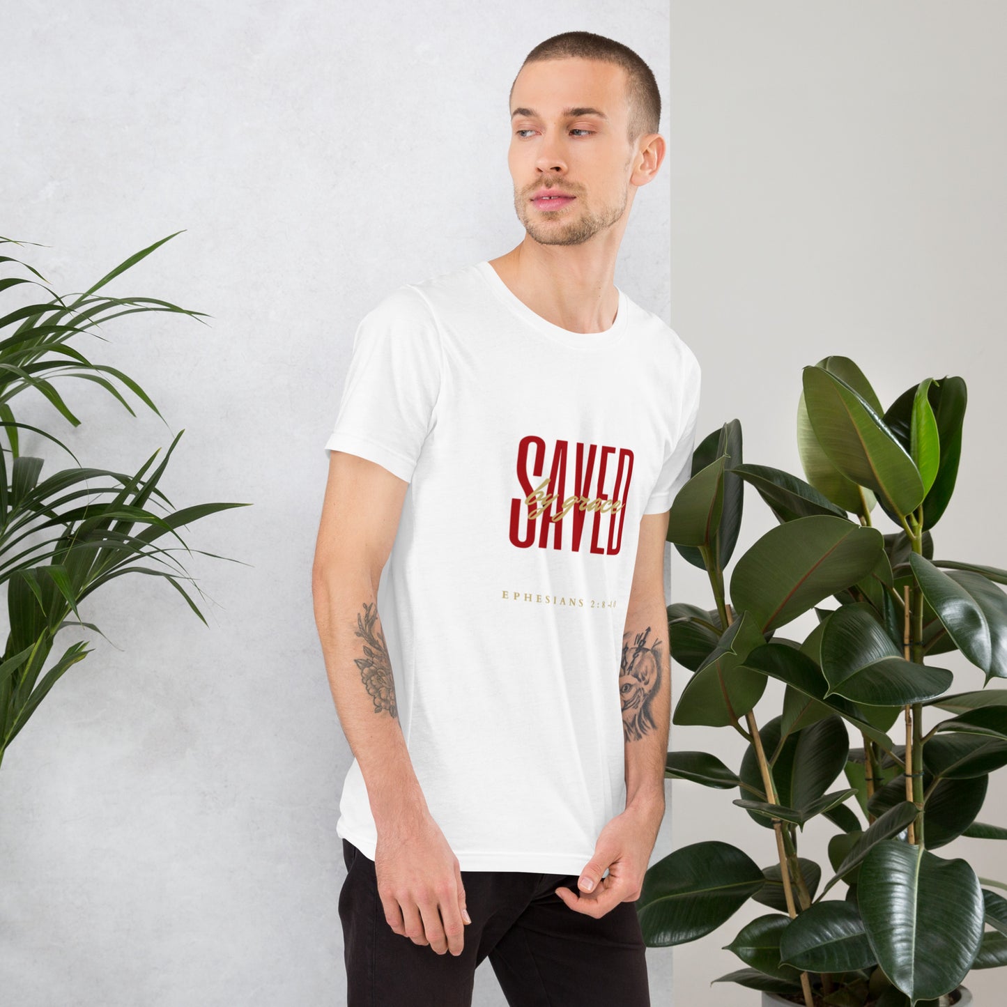 Saved By Grace (Red) Unisex T-shirt